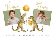 Feestje dinosaurus tweeling ballonnen foto's uitnodiging