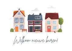 Felicitatiekaart nieuwe buren huizen buurt wijk welkom