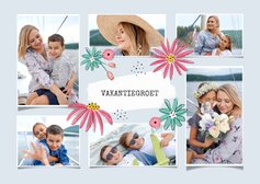 Fotokaart op vakantie bloemen fotocollage 