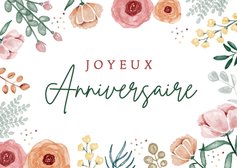 Franstalige verjaardagskaart voor een vrouw met bloemen