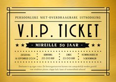 Grappige en originele V.I.P. ticket uitnodiging verjaardag