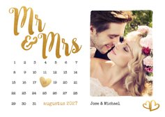 Kalender Mr & Mrs goud foto - BK