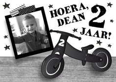 Kinderfeestje loopfiets zwartwit