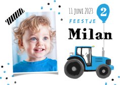 kinderfeestje stoer blauw tractor confetti ballon boerderij