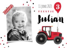 kinderfeestje stoer rood tractor confetti ballon boerderij