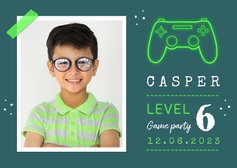 Kinderfeestje uitnodiging games controller groen