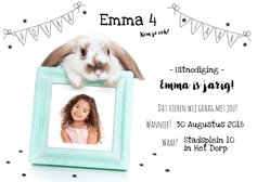 Kinderfeestje - Uitnodiging konijn fotolijstje