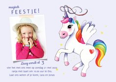 Kinderfeestje uitnodiging met unicorn