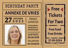 Leuke uitnodiging "Free Tickets For Two" voor een vrouw