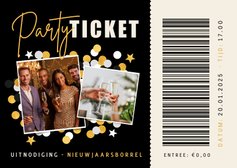 Party ticket uitnodiging nieuwjaarsborrel entreebewijs