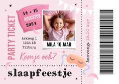 Slaapfeestje ticket kinderfeestje foto hip trendy