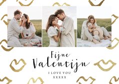 Stijlvolle valentijnskaart collage kusjes goudlook