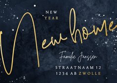 Stijlvolle verhuiskaart New Year New Home goudlook