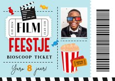 Uitnodiging film feestje ticket popcorn foto snoep