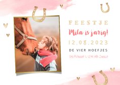 Uitnodiging kinderfeestje meisje paarden paardrijden foto