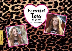 Uitnodiging stoere foto kaart met panterprint
