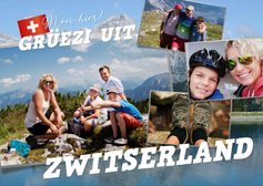 Vakantiekaart 'Grüezi uit Zwitserland' ansichtkaart 4 foto's