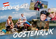 Vakantiekaart 'Servus uit Oostenrijk' ansichtkaart 4 foto's
