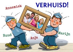 verhuiskaart met foto en verhuizers