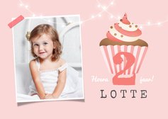 verjaardagskaart felicitatie meisje cupcake foto slinger