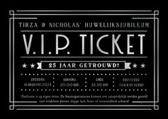 VIP ticket moderne uitnodiging zilveren huwelijksjubileum 