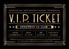 VIP ticket uitnodiging verjaardag feest met goudfolie print