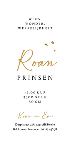 Boog geboortekaartje boogschutter sterrenbeeld Achterkant