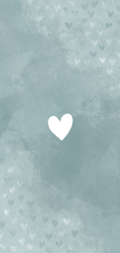 Lief geboortekaartje dwarrelende hartjes blauwe waterverf Achterkant