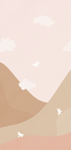 Lief geboortekaartje pastel roze landschap gouden libelle Achterkant