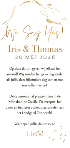 Stijlvolle boogvormige trouwkaart bohemian watercolor  Achterkant