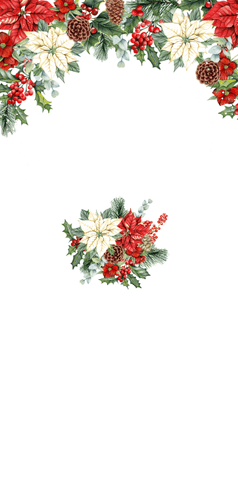 Trouwkaart menu kerststerren met kersttakken Achterkant