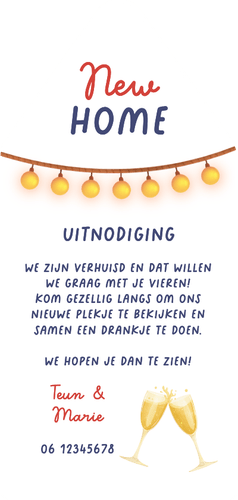 Uitnodiging housewarming Hollands huisje nieuwe woning Achterkant