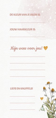 Babyshower invulkaart met konijntje tussen de bloemen 3