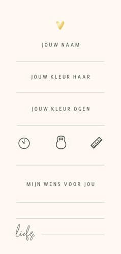 Babyshower invulkaartje donkergroene waterverf met goud Achterkant