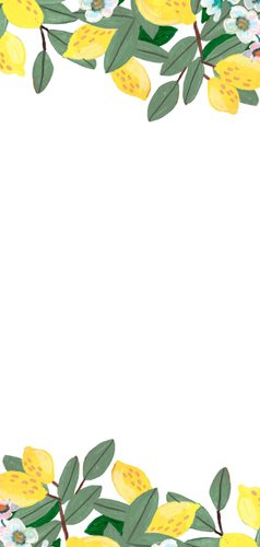 Bedankkaart bruiloft citroenen en bloemen Achterkant