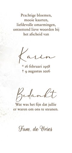 Bedankkaart lelies in rouw 3