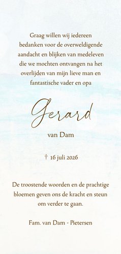 Bedankkaart strand meerpalen zicht 3