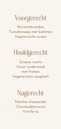 Communie menukaart beige kant met gouden spettertjes 3