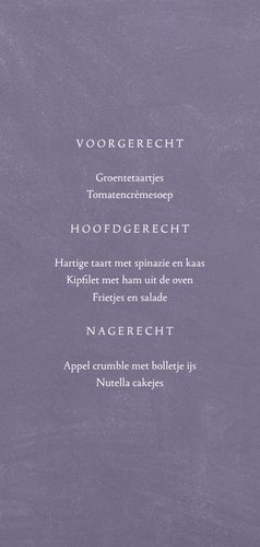 Communie menukaart minimalistisch met foto Achterkant