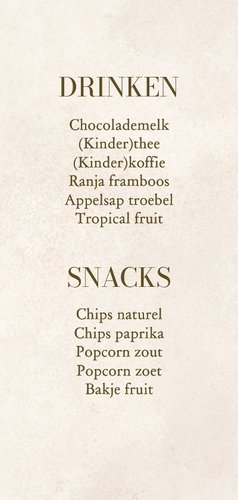 Communiefeest menukaart natuurlijk zand eucalyptus 2