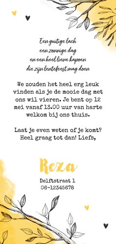 Communiekaart giraf gele waterverf Afrika Achterkant