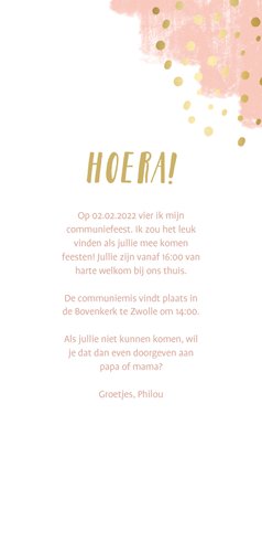 Communiekaart goudlook verfstrepen aanpasbaar met foto 3