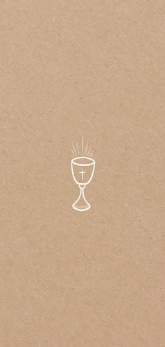 Communiekaart uitnodiging met kelk kraft Achterkant