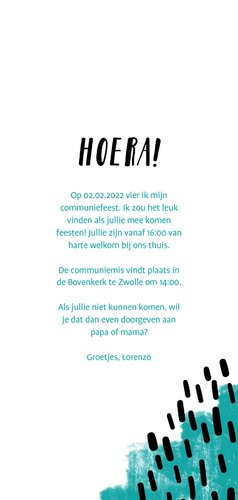 Communiekaart verfstrepen aanpasbaar met foto 3