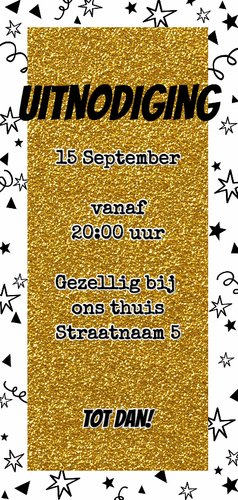 Feestelijke glitter uitnodiging confetti Achterkant