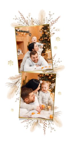 Fotokaart fotocollage stijlvol sneeuwvlokken kerst nieuwjaar 2