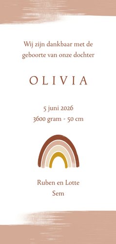 Geboortekaartje dubbel meisje regenboog 3