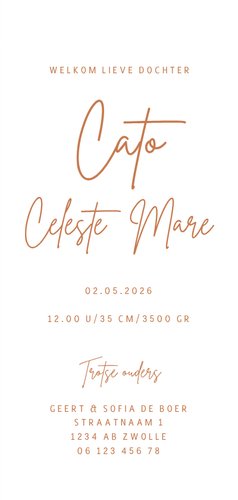 Geboortekaartje dubbel roze marmer en hartje minimalistisch  3