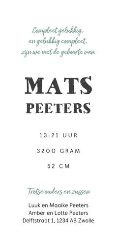 Geboortekaartje jongen met bladeren, veertjes en vogeltje 3