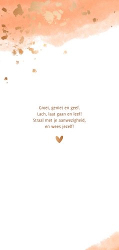 Geboortekaartje meisje gouden spetters waterverf 2